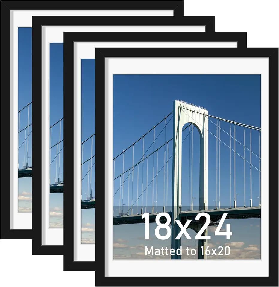 Wiscet 18x24 Poster Frame Set of 4, for Wall Mounting, Black