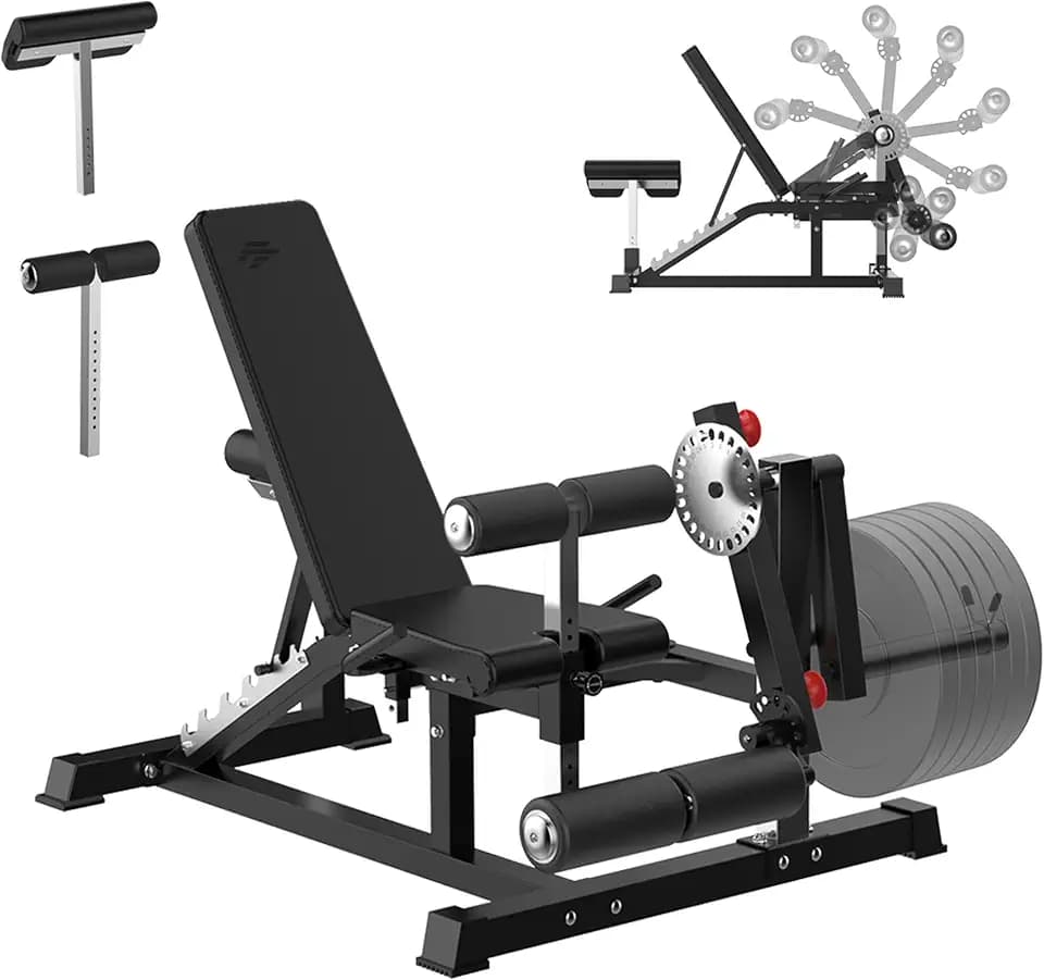 Finer Form GLX Adjustable Weight Bench with Leg Extension and Curl Machine