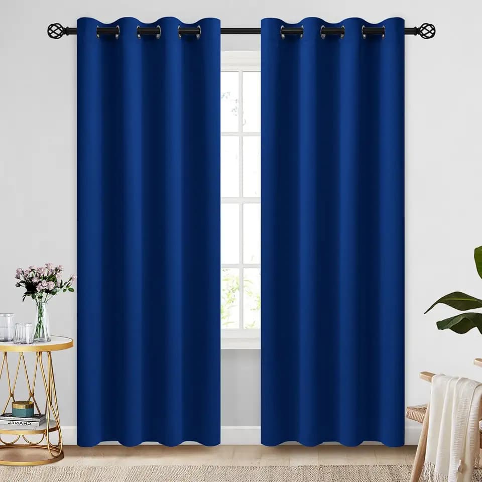 COSVIYA Grommet Room Darkening Royal Blue Curtains 84 inch for Bedroom