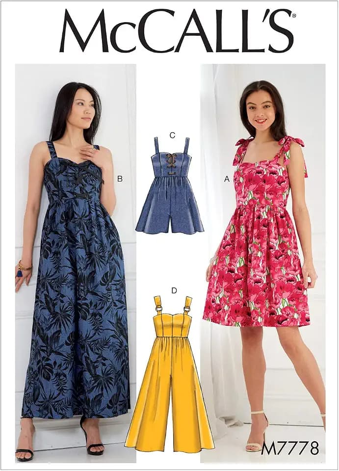 McCall's Patterns Misses' Dresses, Romper And Jumpsuit Sewing Pattern, A5 (6-8-10-12-14), Multicolor