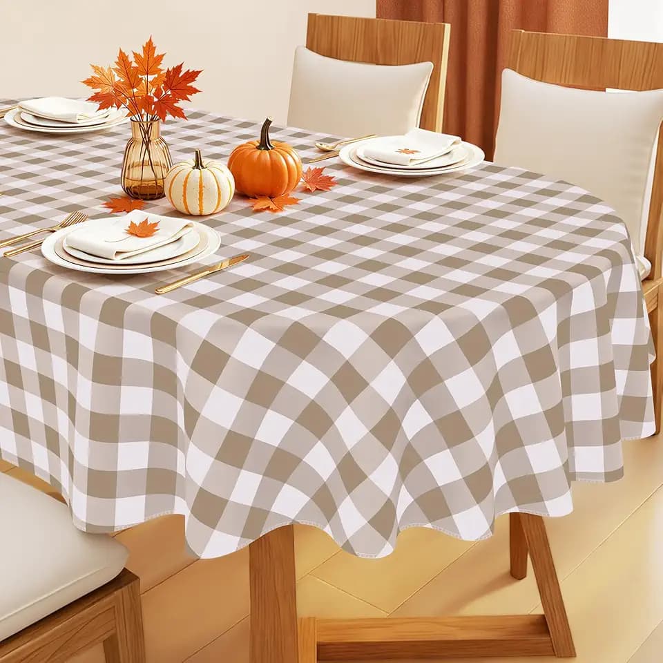 Smiry Fall Tablecloth, Flannel Backed Vinyl Tablecloth, 60"x102"