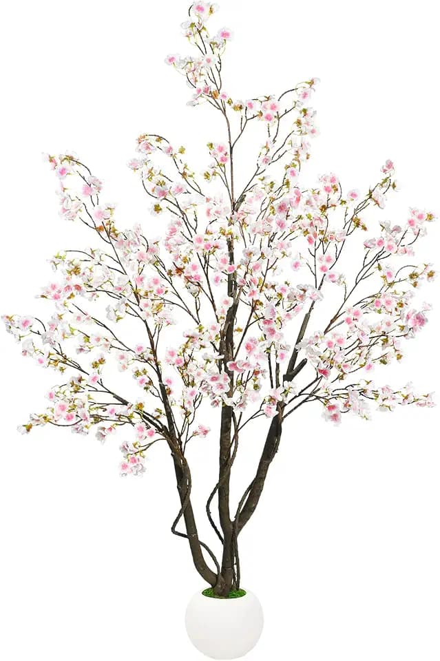 Caxchiling Artificial Cherry Blossom Tree 5FT, Pink Faux Floor Tree