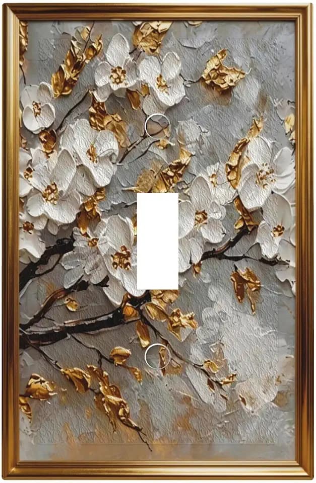 Rougui Vintage White Gold Floral Toggle Switch Plate Cover