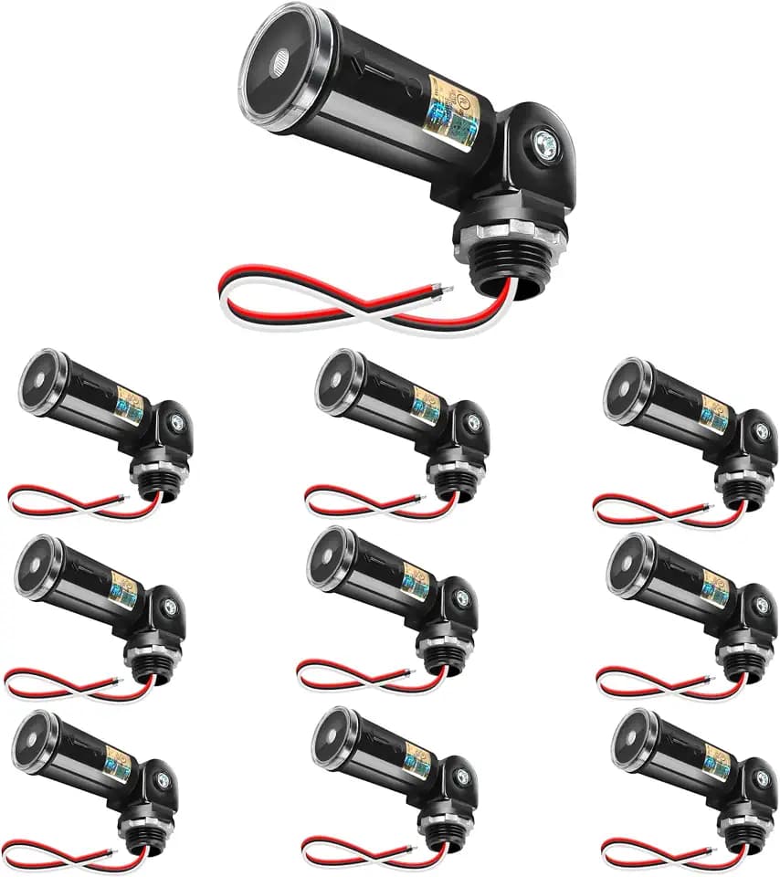 Outdoor Conduit Lighting Control with Photocell and Swivel Mount Photoelectric Switch UL Listed for Wall Packs, Shoebox Porch Lights 120-277V Photocell (10 Pack)