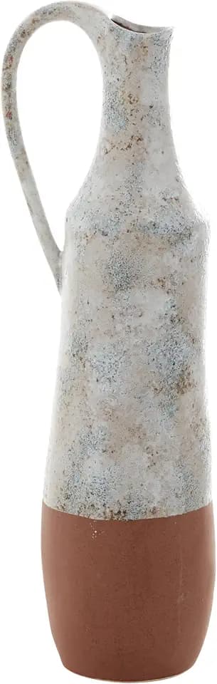 Deco 79 Ceramic Handmade Decorative Vase Centerpiece Vase with Terracotta Accents, Flower Vase for Home Decoration 6" x 7" x 23", White