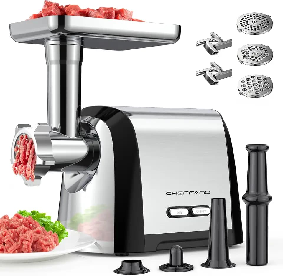 Electric Meat Grinder, 2800W Max 3-IN-1 Heavy Duty Sausage Stuffer with Sausage tube & Kubbe Kit, 3 Grinding Plates 2 Blades for Home Kitchen & Small Commercial Use, Stainless Steel