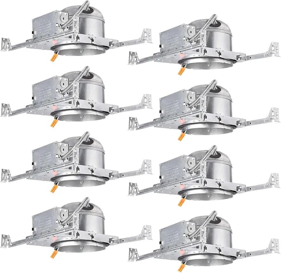 TORCHSTAR 8-Pack 6 Inch Shallow New Construction Recessed Lighting Housing