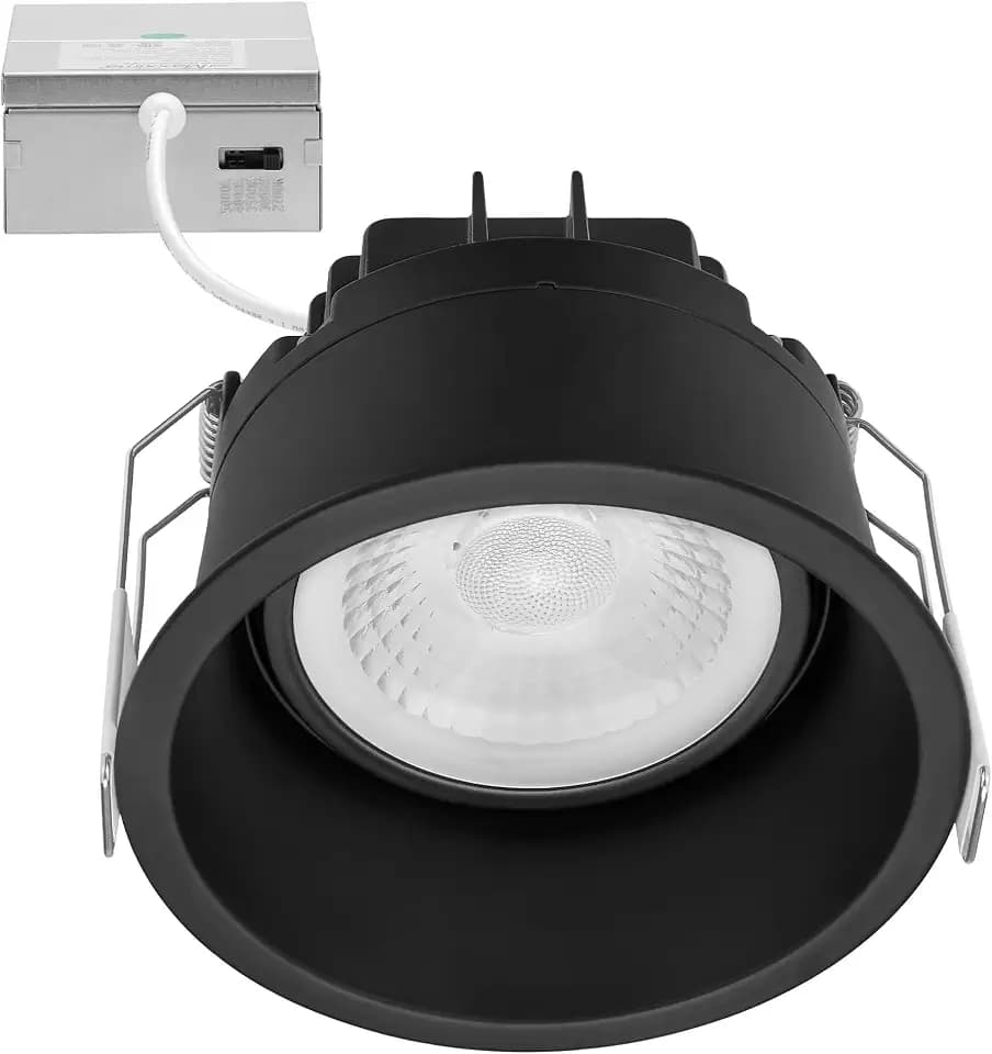 Maxxima 4" Black Recessed LED Eyeball Gimbal Downlight, 1000 Lumens, 5 CCT
