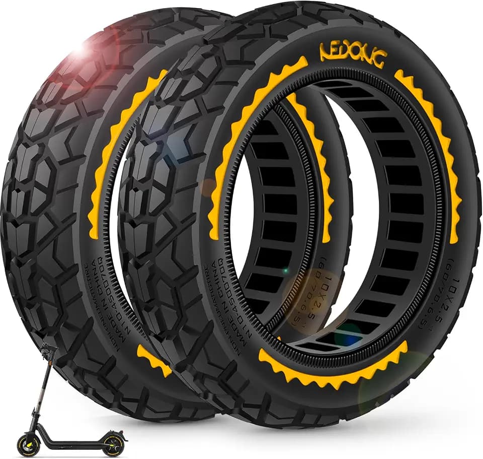 BANGTING 2PCS 60/70-6.5 E Scooter Reifen Tubeless - 10x2.50-6.5 Pannensichere Vollgummireifen, 10x2.50 Vollgummi Geländereifen für Ninebot G30/G30D/G30E/G30LP/G30D 2 und Xiaomi 5/5 Pro/5 Max (Gelb)