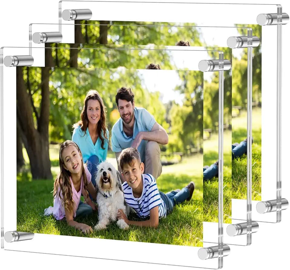 NIUBEE 8x10 Clear Acrylic Picture Frame Floating Wall Mount 3 Pack