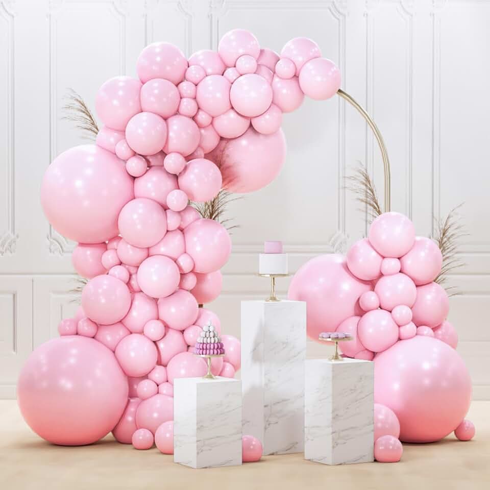 PartyWoo Baby Pink Balloons 145pcs Pastel Pale Light Pink Different Sizes