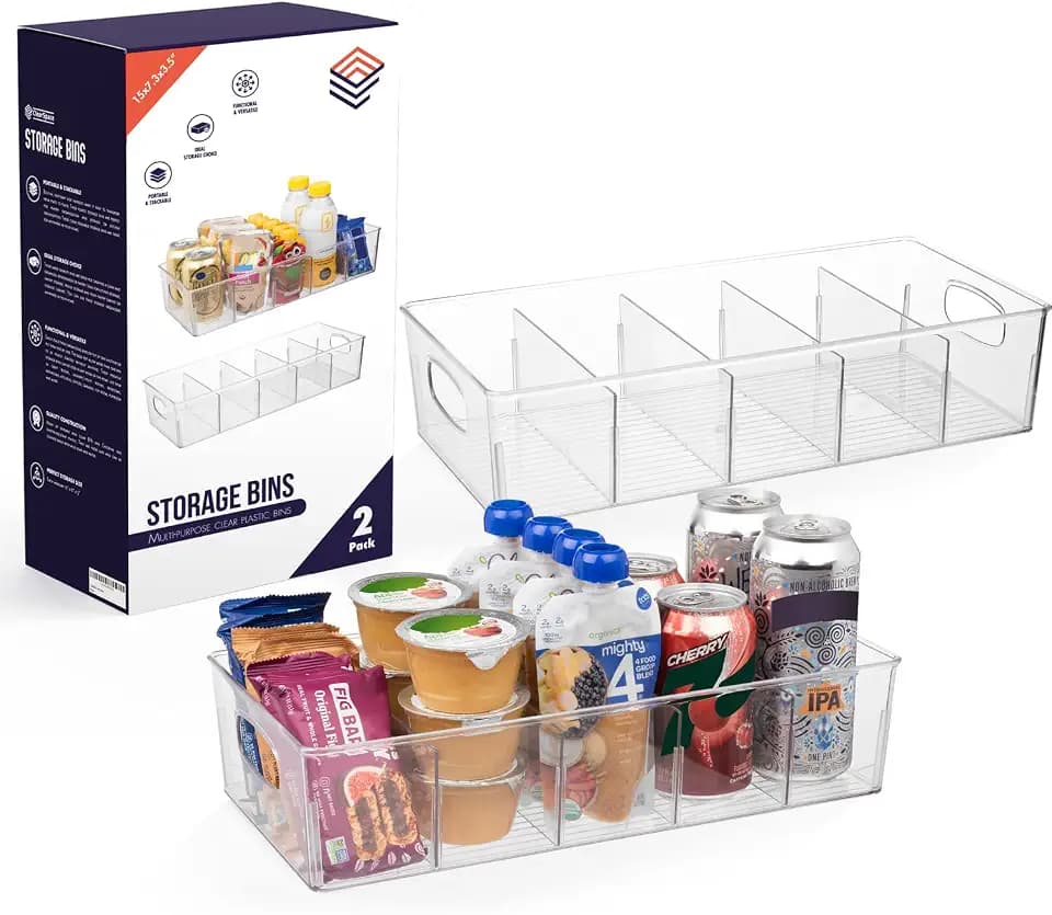 ClearSpace Pantry Storage Bins with Removable Dividers, XL, 2 Pack