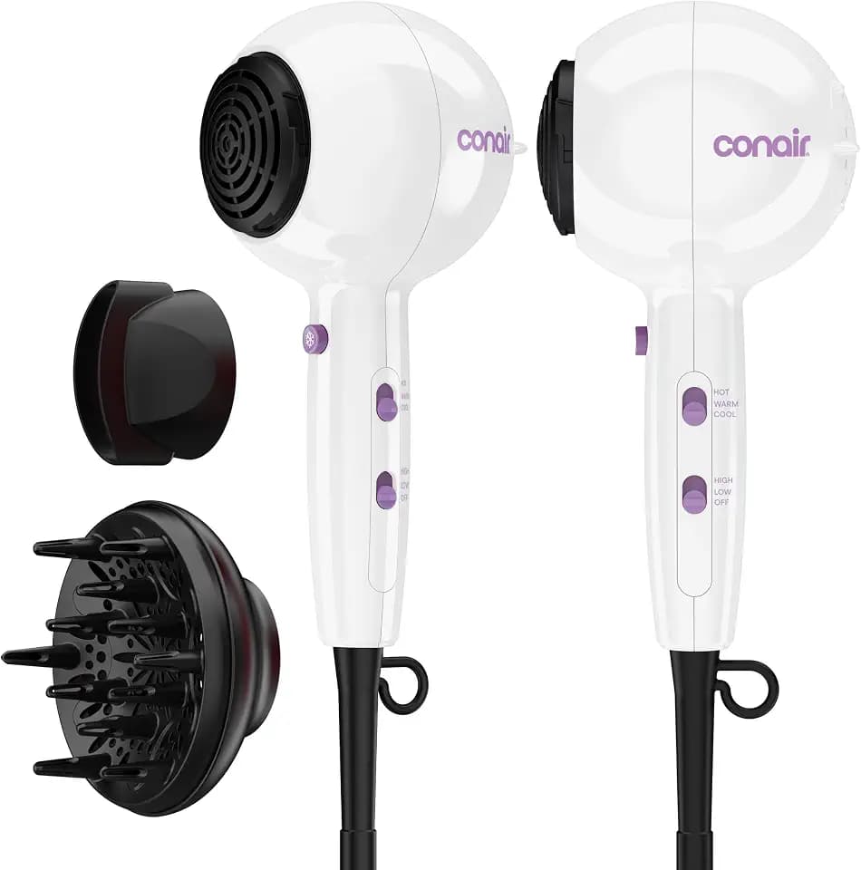 Conair Cake Pop Hair Dryer with Diffuser & Concentrator, Sugar Glaze