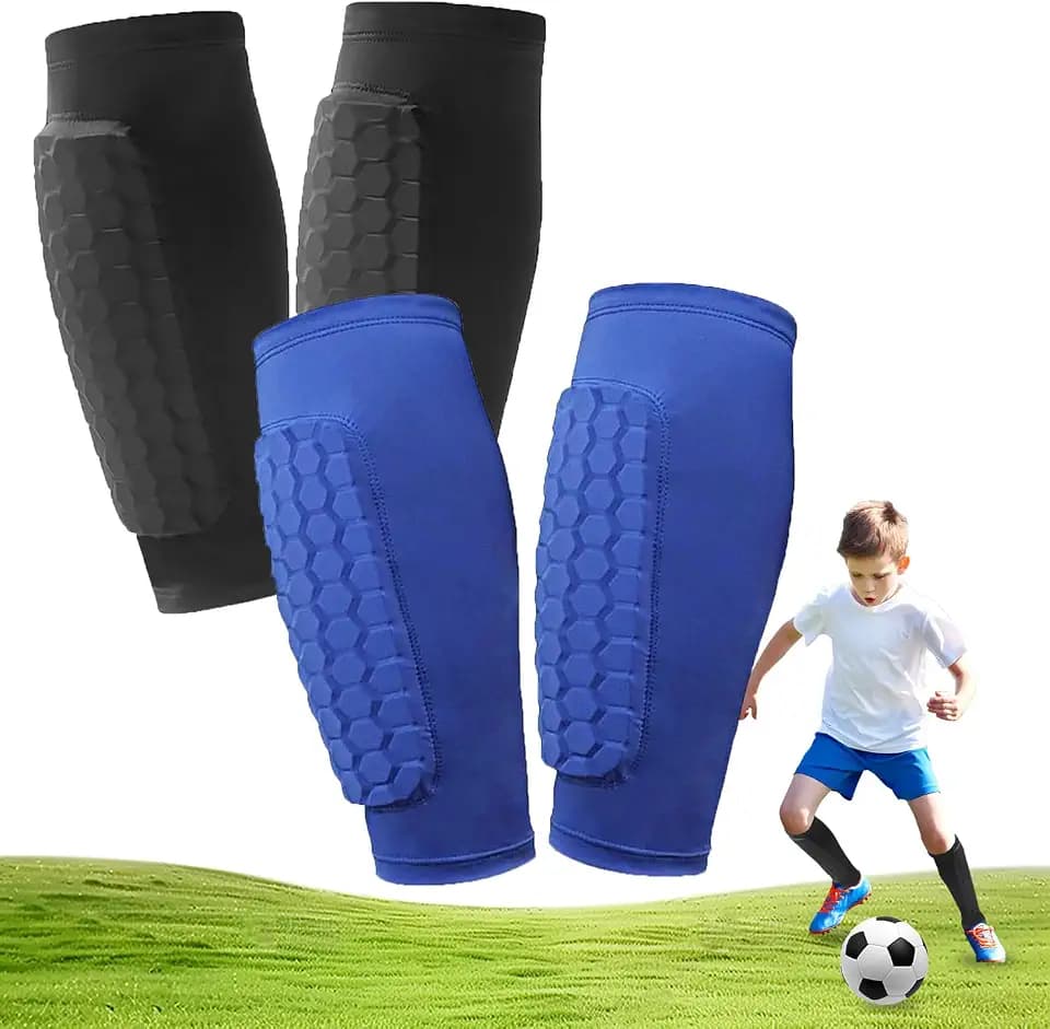 2 Pairs Soccer Shin Guards for Kids Youth Adult with Honeycomb Pads