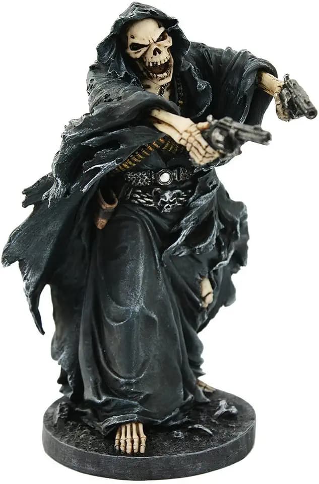 Pacific Giftware Grim Reaper Assassin with Guns Revolvers Skeleton Death Fantasy Horror Collectible Figurine 9.5 Inch Tall