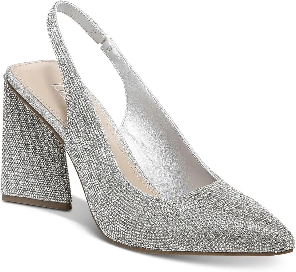 BAR III Womens Silver Cushioned Arrica Pointed Toe Sculpted Heel Slip On Dress Pumps Shoes 6 M, Grey