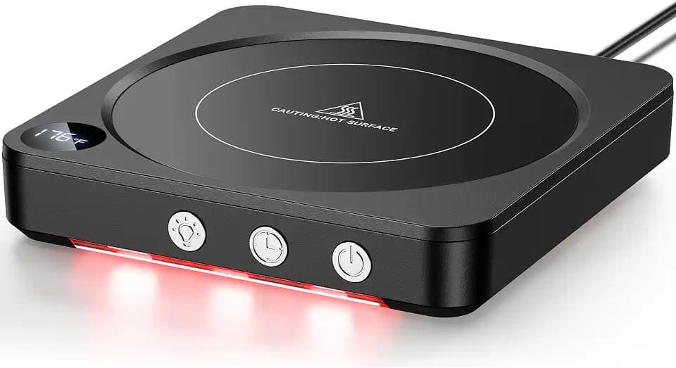 House Gem Coffee Mug Warmer for Desk, Candle Warmer Plate, 12H Timer, Black