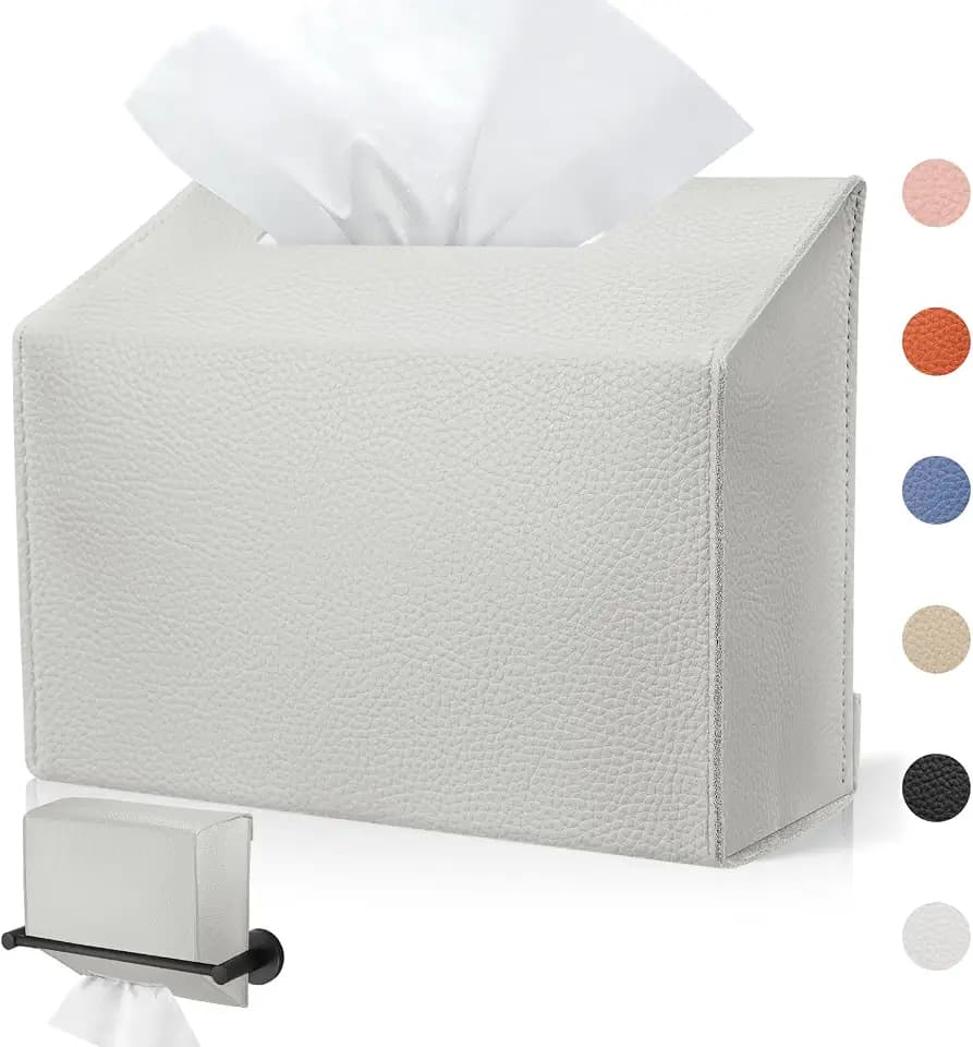 Disposable Hand Towel Box Cover Compatible with Kleenex Disposable Paper Hand Towels, Leather Tissue Box Cover Holder for Bathroom Holder (Cream-1 Pack)