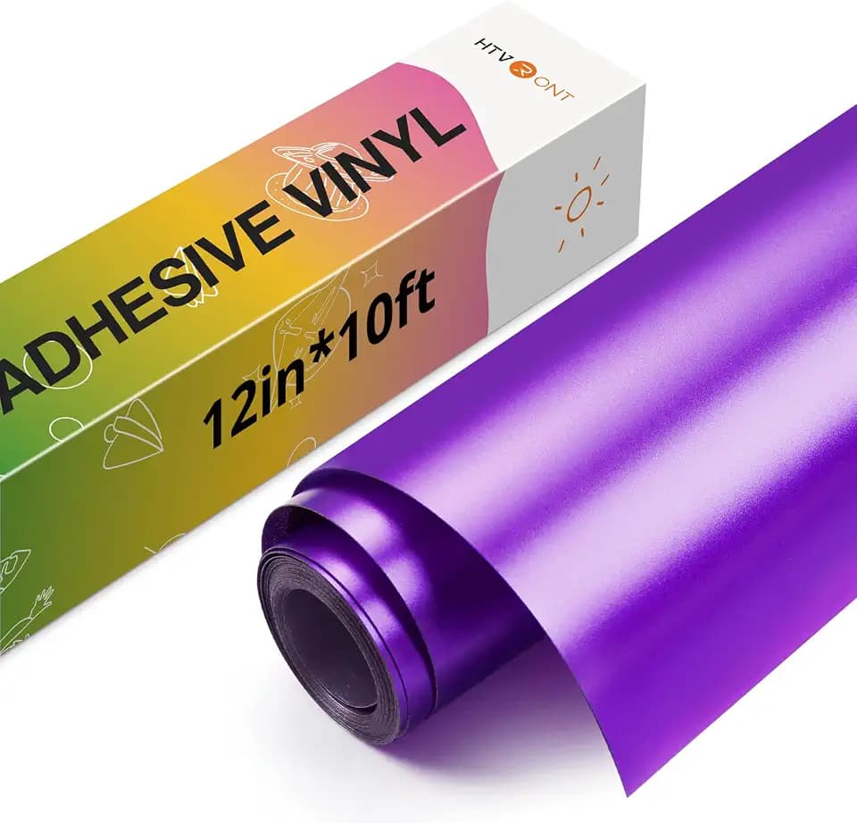 HTVRONT Purple Metallic Vinyl, 10FT x 12" Matte Purple Permanent Vinyl Roll