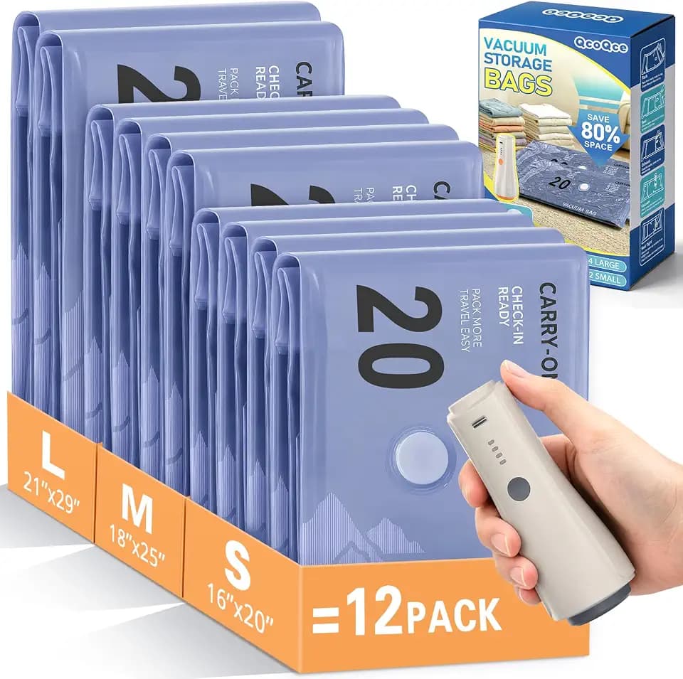 Vacuum Bags for Travel with Pump, Vacuum Sealer Bags for Clothes at Home