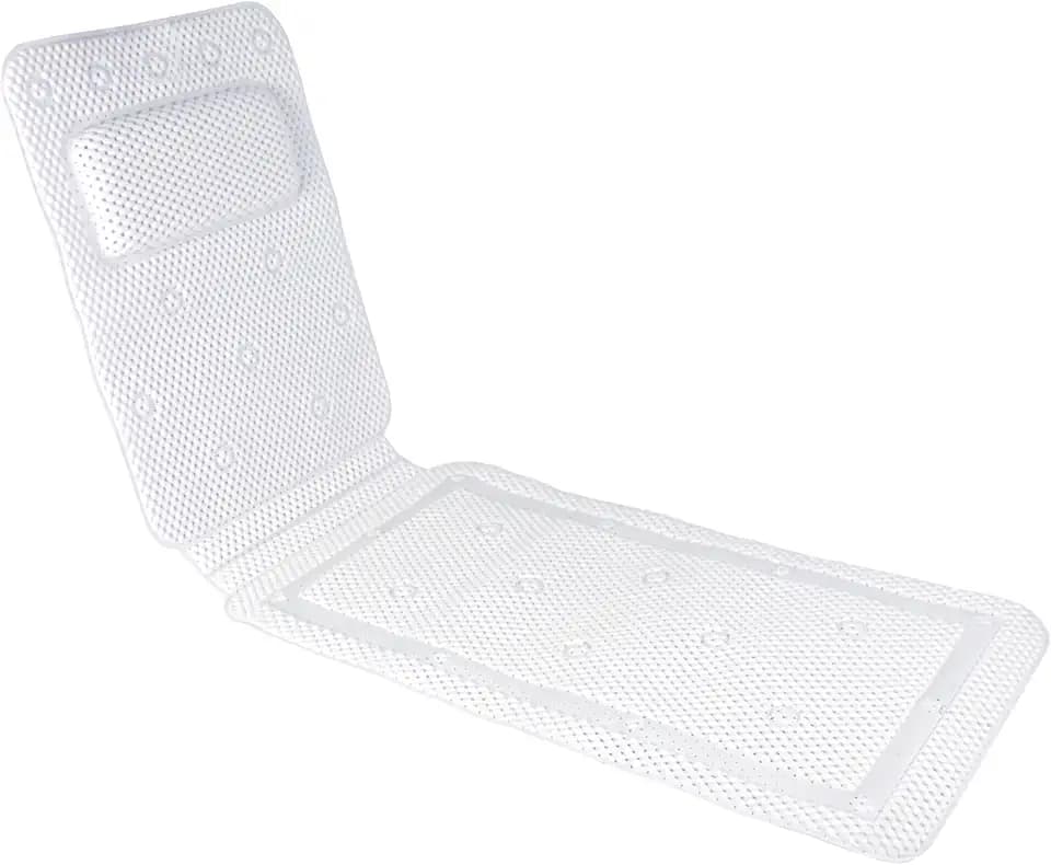 Kenney KN61263 Foam Spa Shower Mat/Tub Mat with Suction Cups for Use Inside the Bathroom Tub, 49" L x 14" W, White