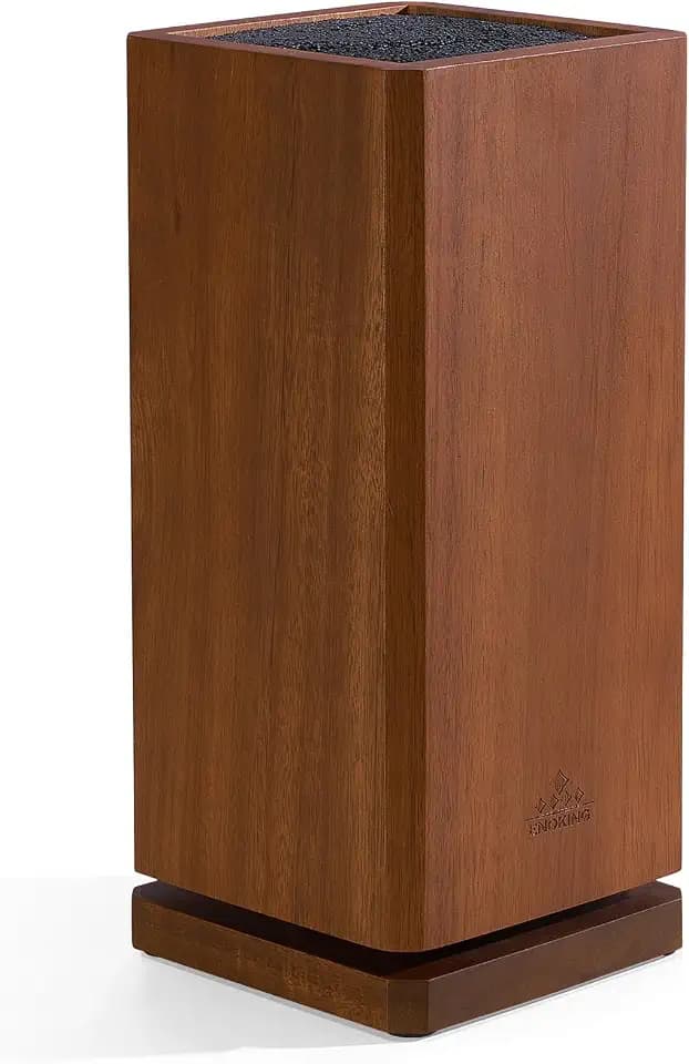 Universal Magnetic Knife Block, 360° Rotating Acacia Wood Knife Holder