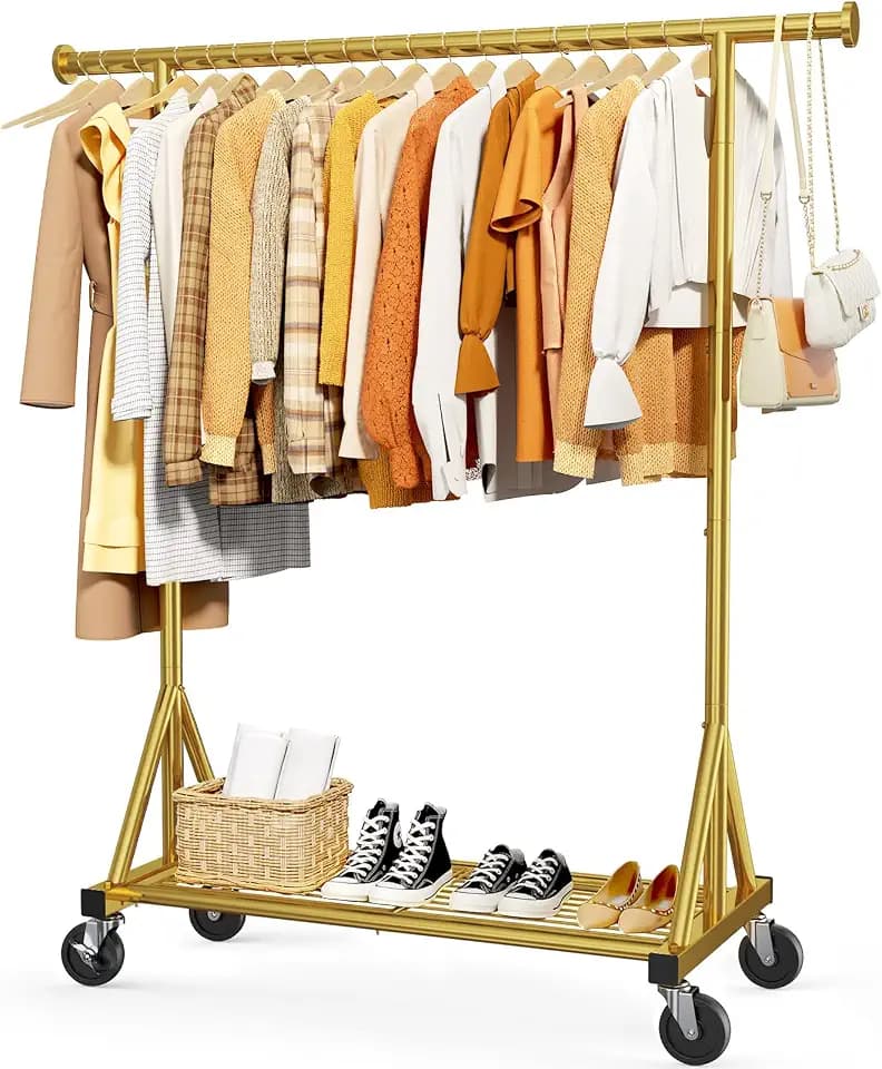 Sakugi Stainless Steel Clothes Rack Mesh Shelf, 42.5x16.5x65.9, Gold