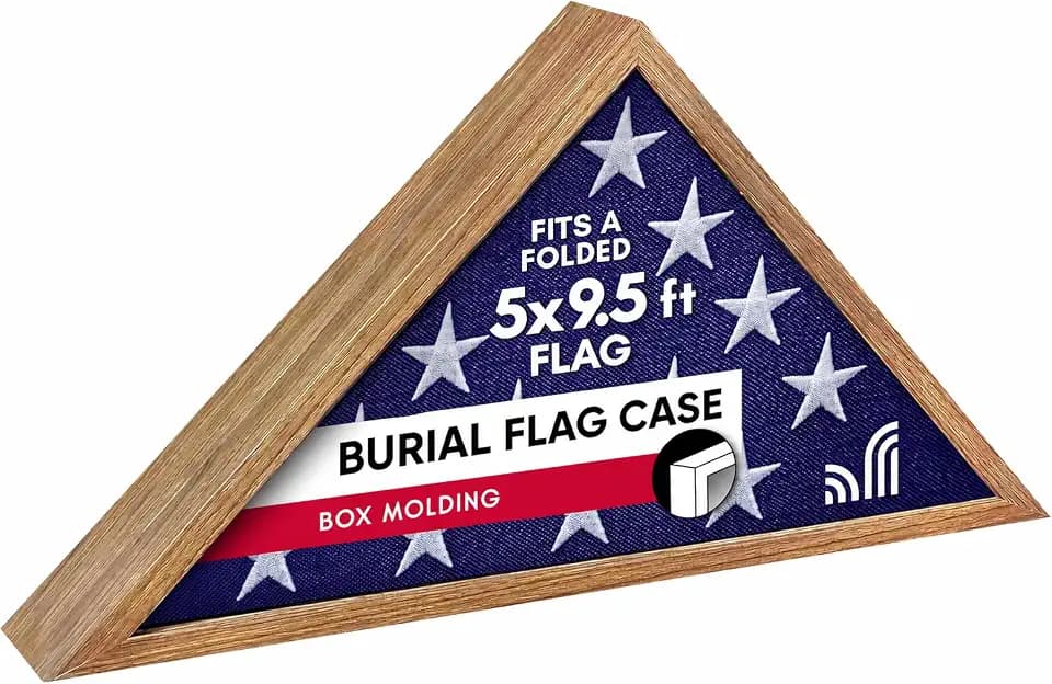 Americanflat Large Flag Display Case for Folded 5x9.5' Burial Flags - Engineered Wood Display Box for Wall or Tabletop - Silhouette Collection - Barn Wood