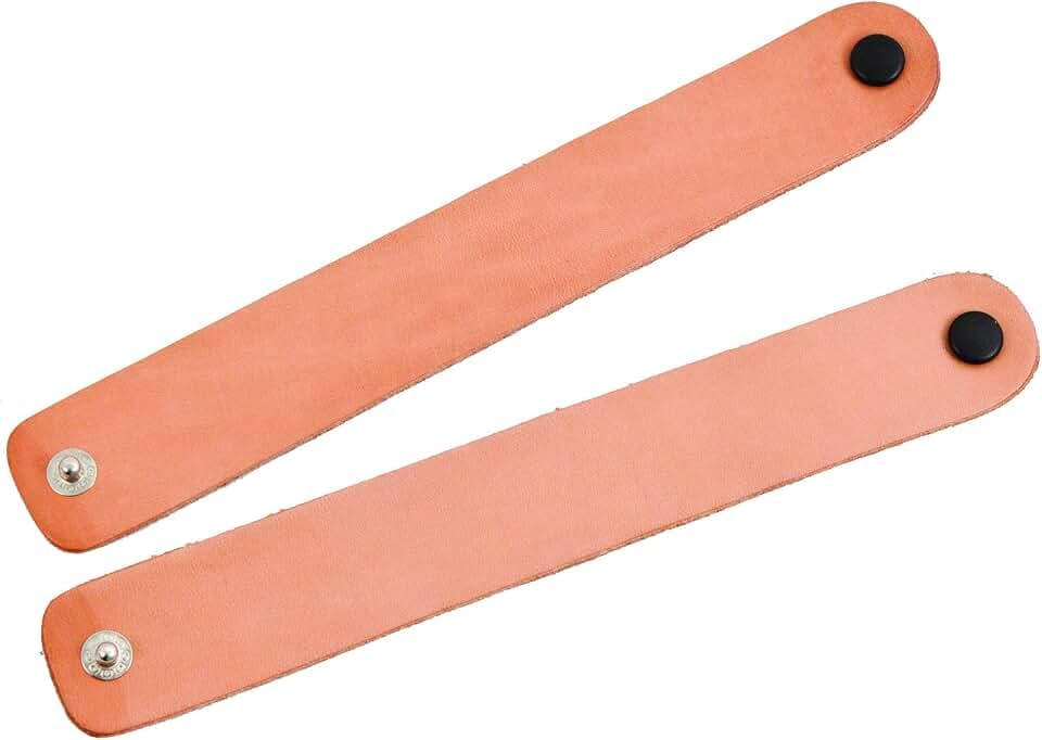 Realeather Small Leather Wristbands with Snap Closure, Natural, 1" x 7", 24 Pack