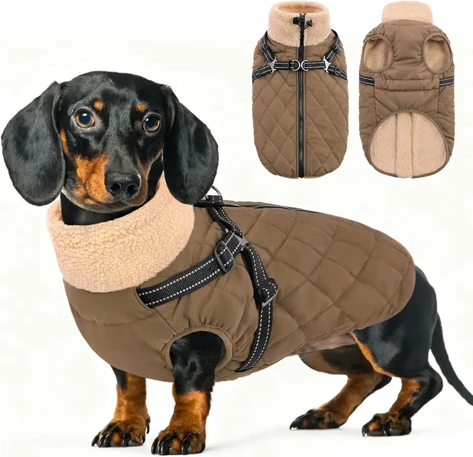Queenmore Hundemantel Winter Hundejacke Kleine Hunde mit Geschirr