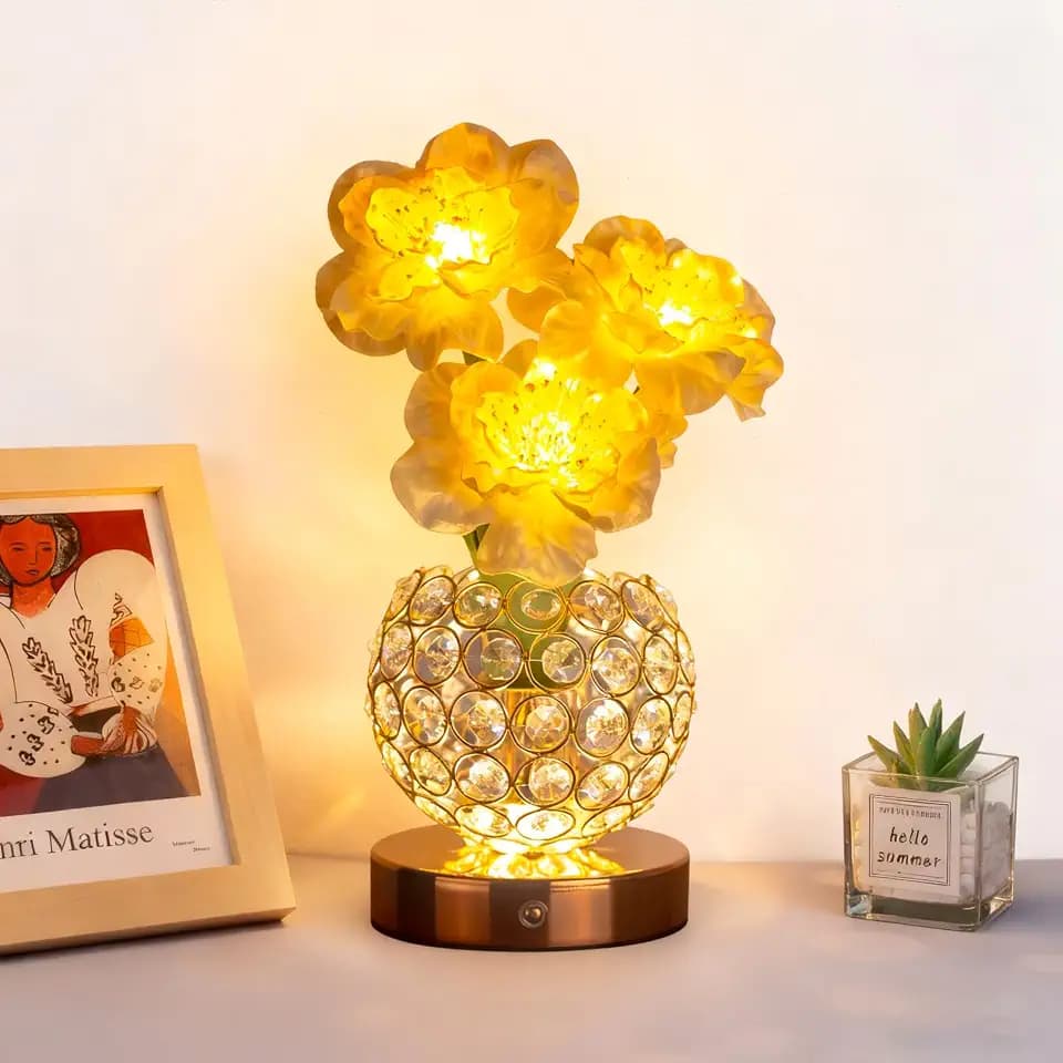 Camellia Flower Lamp, 3-Color Dimming Cordless Touch Table Lamp, Rechargeable Led Desk Lamps for Bedroom Living Room Home Decorative Night Light, Gifts for Women Grandma Mom Wife Girlfriend (Camellia)