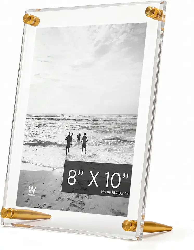 Wexel Art 8x10 98% UV-Grade Beveled Acrylic Tabletop Picture Frame, Gold