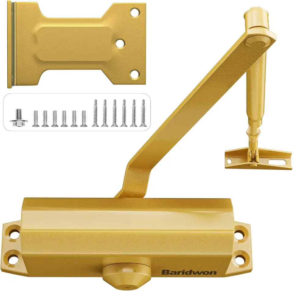 Commercial Grade Door Arm, Dullgolden Finish, Large Size High Traffic (Malls/Offices), No Hold-Open Design