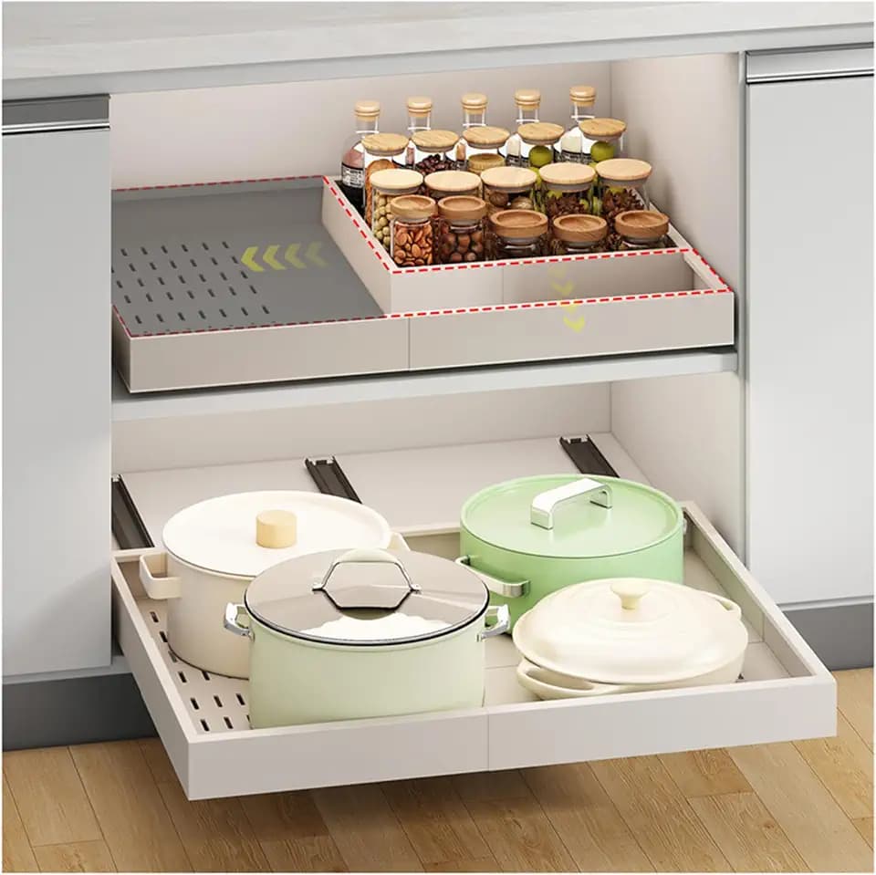 Fokyfok Pull out Cabinet Organizer,16"-21"W,13"-17"D,Expandable,Adhesive
