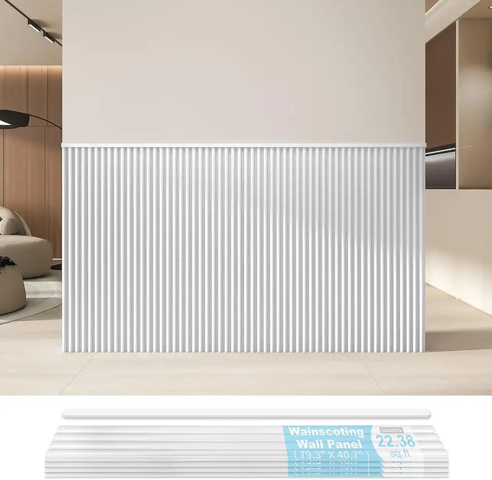 Art3d 79.3 x 40.7 Inch Beaded Wainscoting Wall Panel, 22.38 sq.ft, White