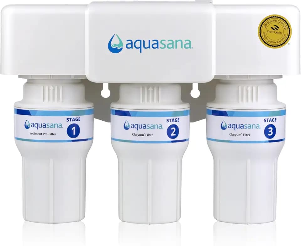Aquasana Under Sink Water Filter | Claryum 3-Stage Filtration | AQ-6300-NF