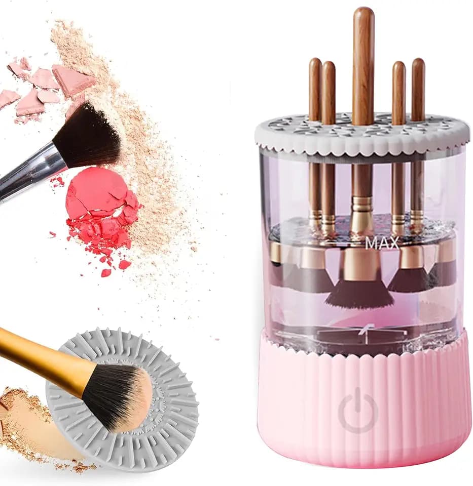 Automatic Makeup Brush Cleaner, Makeup Brush Cleaner Machine, Make Up Brush Cleaner Suitable for Various Sizes of Makeup Brushes,Cleaning and Drying 2 in1 Electric Makeup Brush Cleaners.