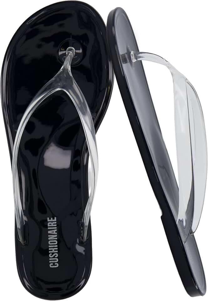 CUSHIONAIRE Splash Jelly Flip Flops for Women With Flexible Sole, Glossy Jelly Finish Summer Sandals for Women
