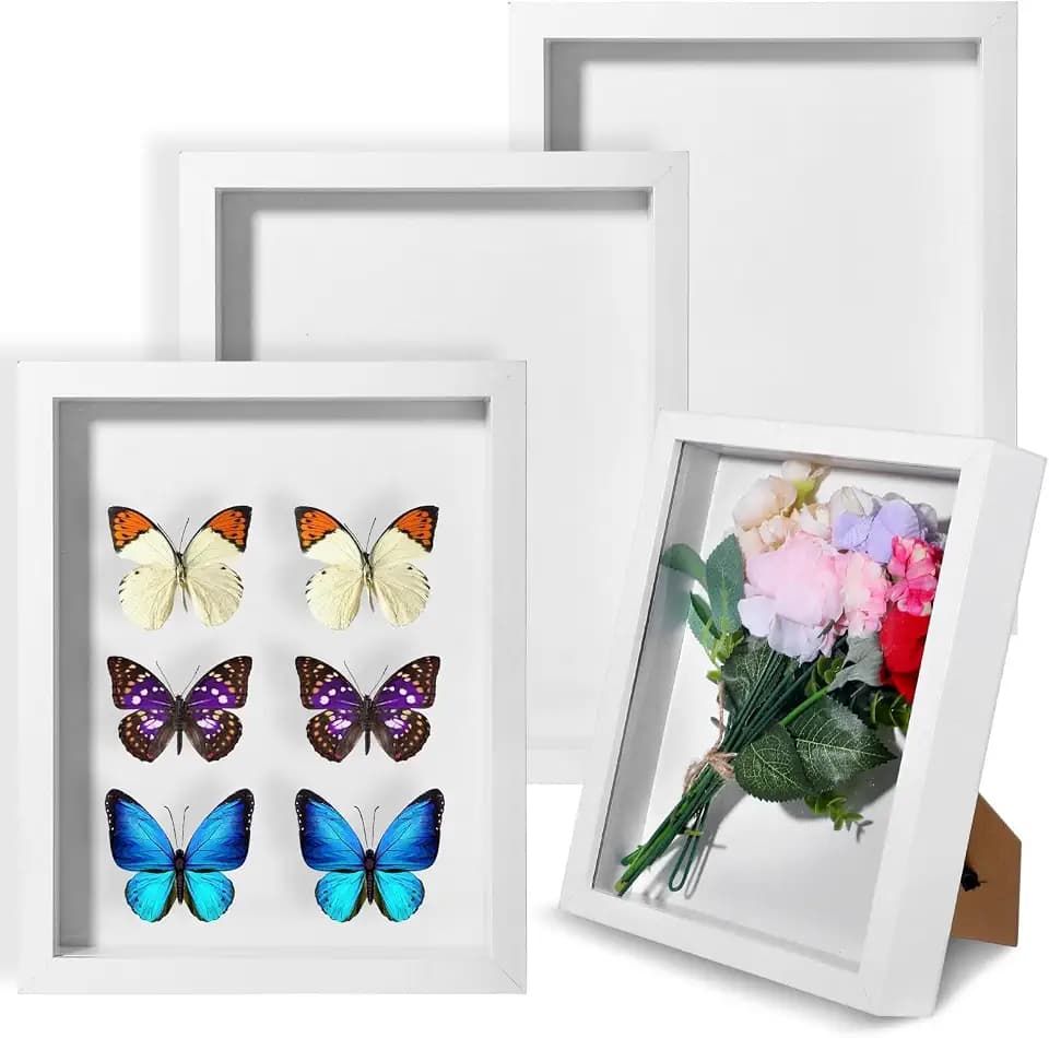 4 Pack 8"x 10" Shadow Boxes Frame Display Cases Wood Deep Shadow Box for Photos, Dried Flowers, Handicrafts Picture Frames for Wall Tabletop (White)