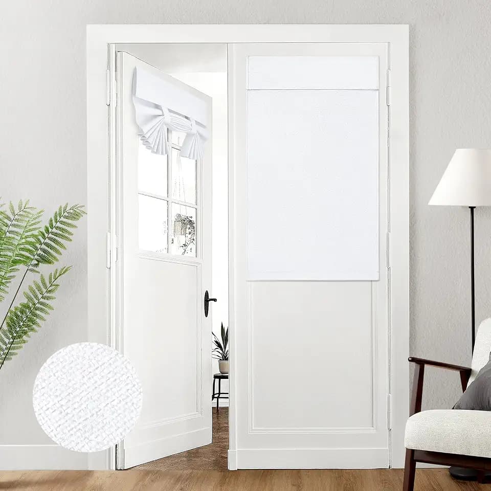 HOMEIDEAS 100% Blackout Linen Door Curtains for French Door 26x40 Inch