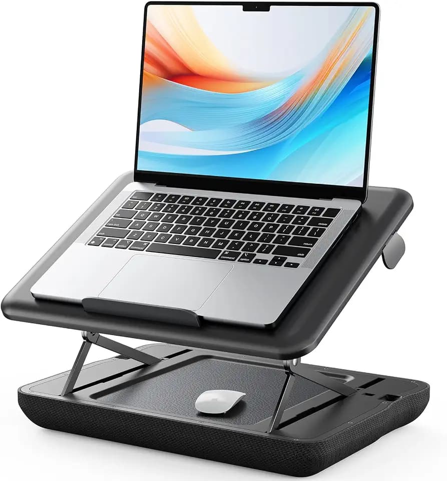 SAIJI Height & Tilt Adjustable Lap Desk, Portable Laptop Stand for Bed