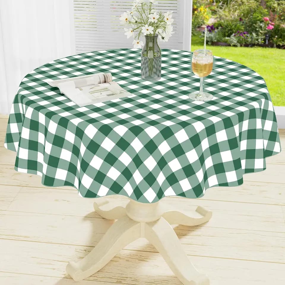 misaya Round Waterproof Vinyl Table Cloth, Flannel Backed Tablecloth