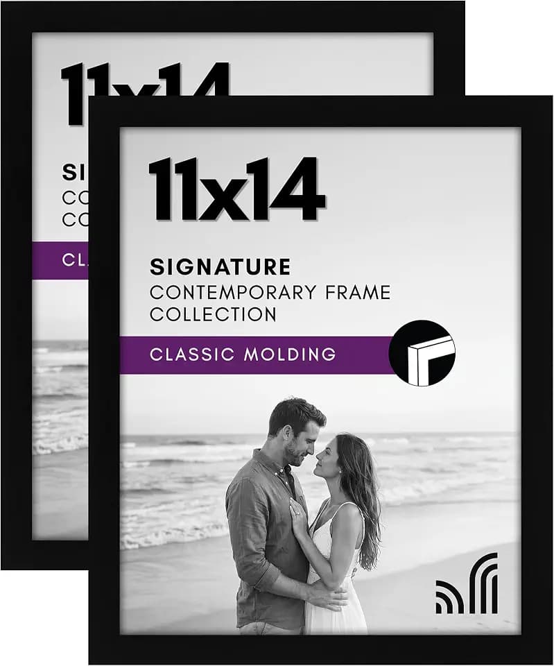 Americanflat 11x14 Picture Frame 2-Pack - Engineered Wood - Black