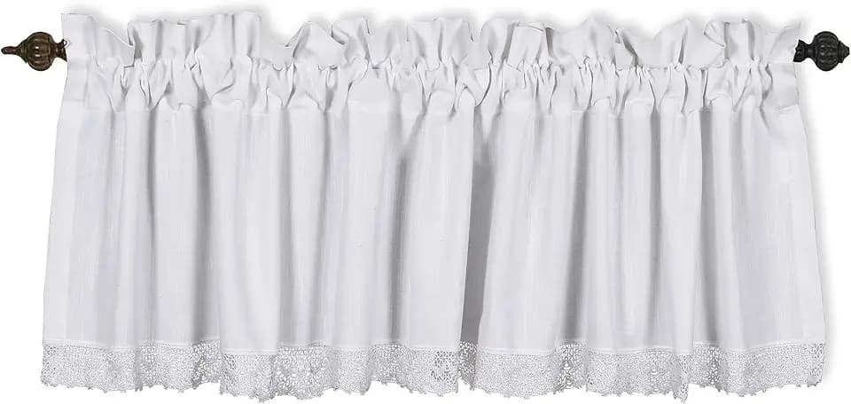 amanta Home 100% Cotton Slub Curtain Valance Set of 2, 72 x 16 Inch. Window Valances for Kitchen, Living Room, Bathroom, Rustic Country Cottage Farmhouse Home Décor