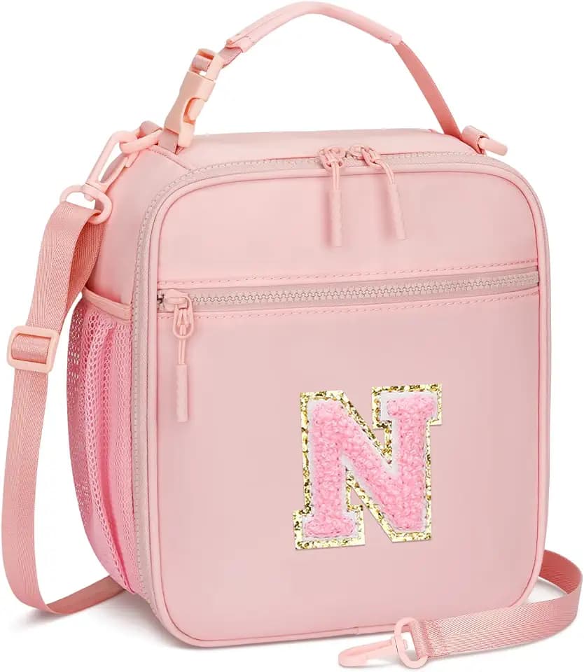 Lunch Box Kids Large Initial Insulated Lunch Bag for Girls