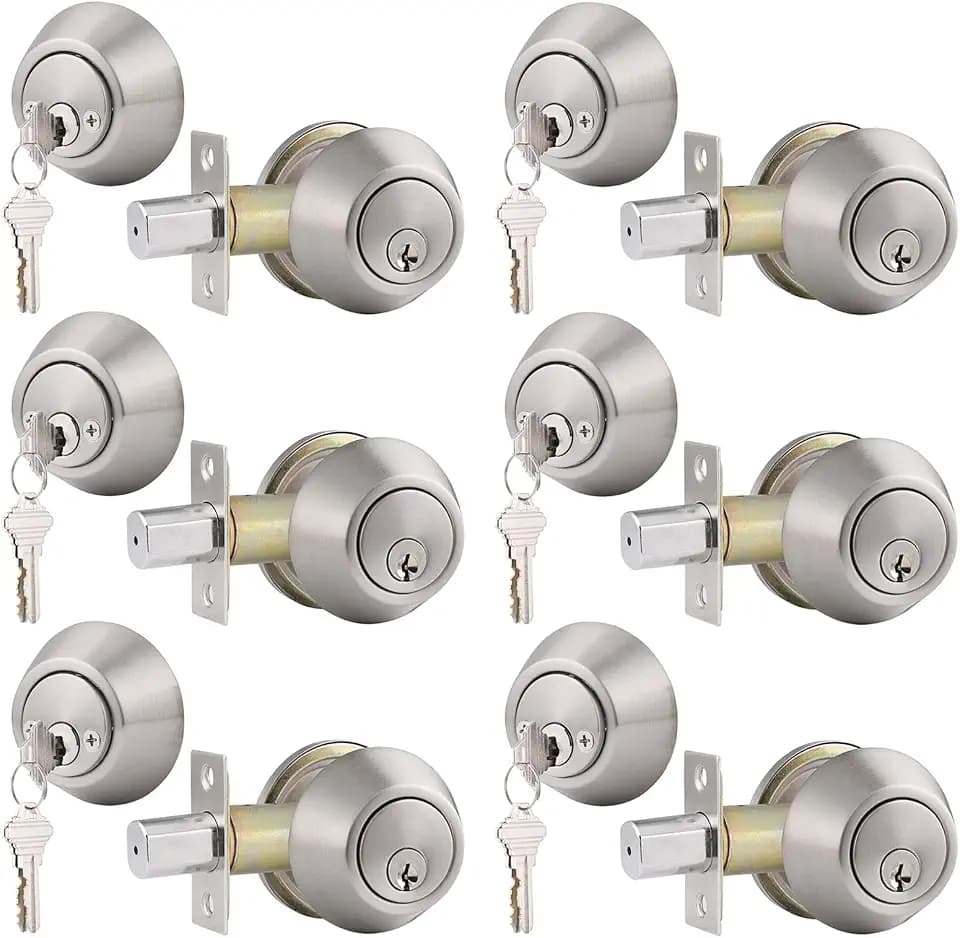 Gobrico Keyed Alike Double Cylinder Deadbolts Combo Door Locks in Satin Nickel 6Pack