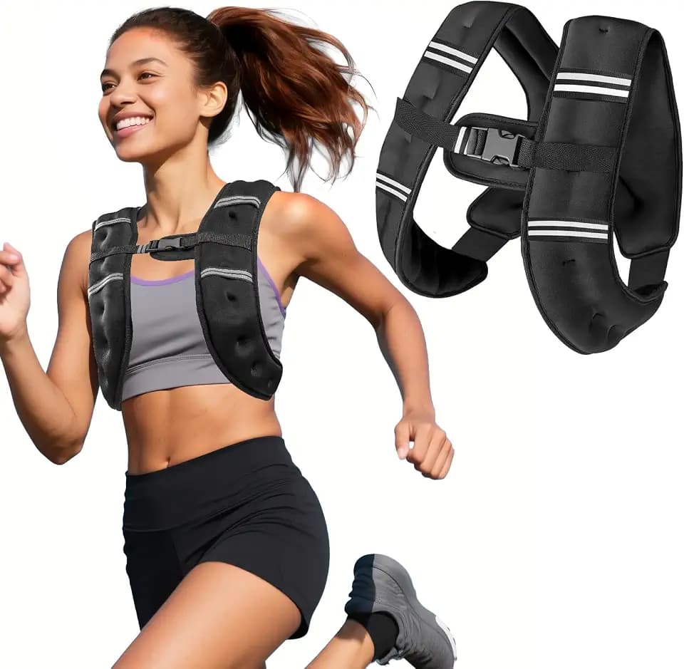 Zikopomi Weighted Vest Woman Man, 6lb/8lb/12lb/16lb/20lb/25lb/30lb Weight Vest with Reflective Stripes for Workout, Strength Training, Running, Fitness, Muscle Building, Weight Loss, Rucking Vest