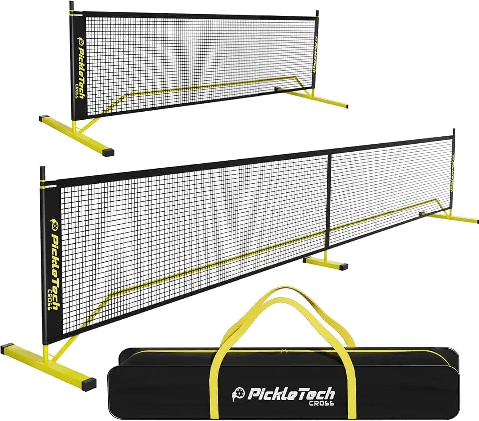 PICKLETECH 4.0 Slim Version Portable Pickleball Nets Outdoor Game 22 FT Pickleball Net-USAPA Regulation Size-Pickle Ball Net System with Carrying Bag for Driveway