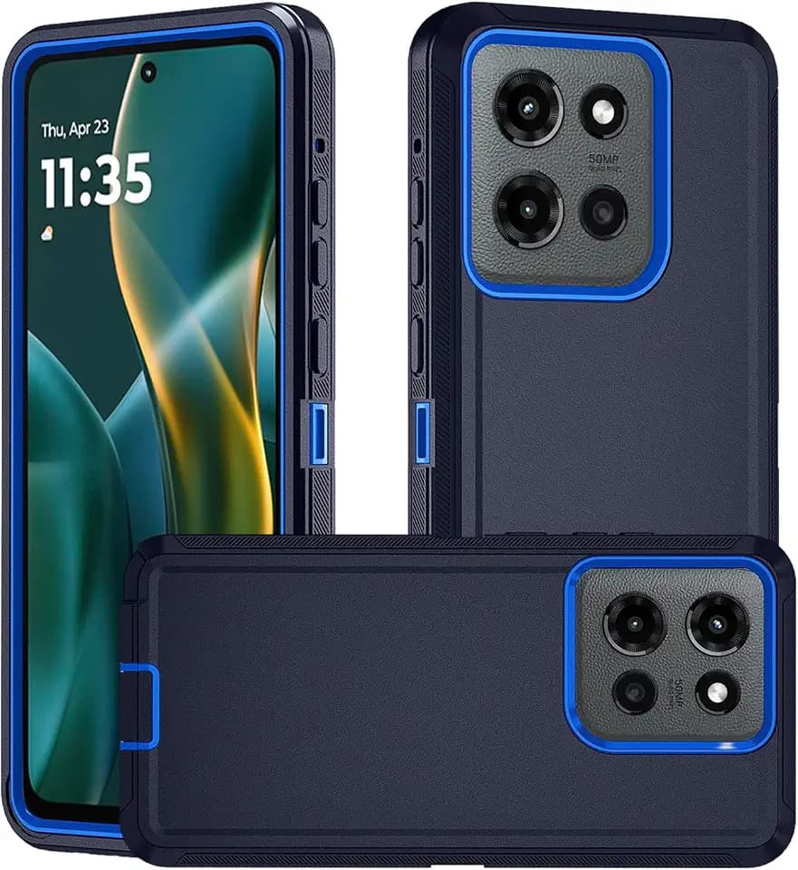 Case for Motorola Moto G Stylus 5G 2025, Phone Case Heavy Duty Shockproof Dust-Plug Rugged Protective, 3 in 1 Bumper Cover (Blue)