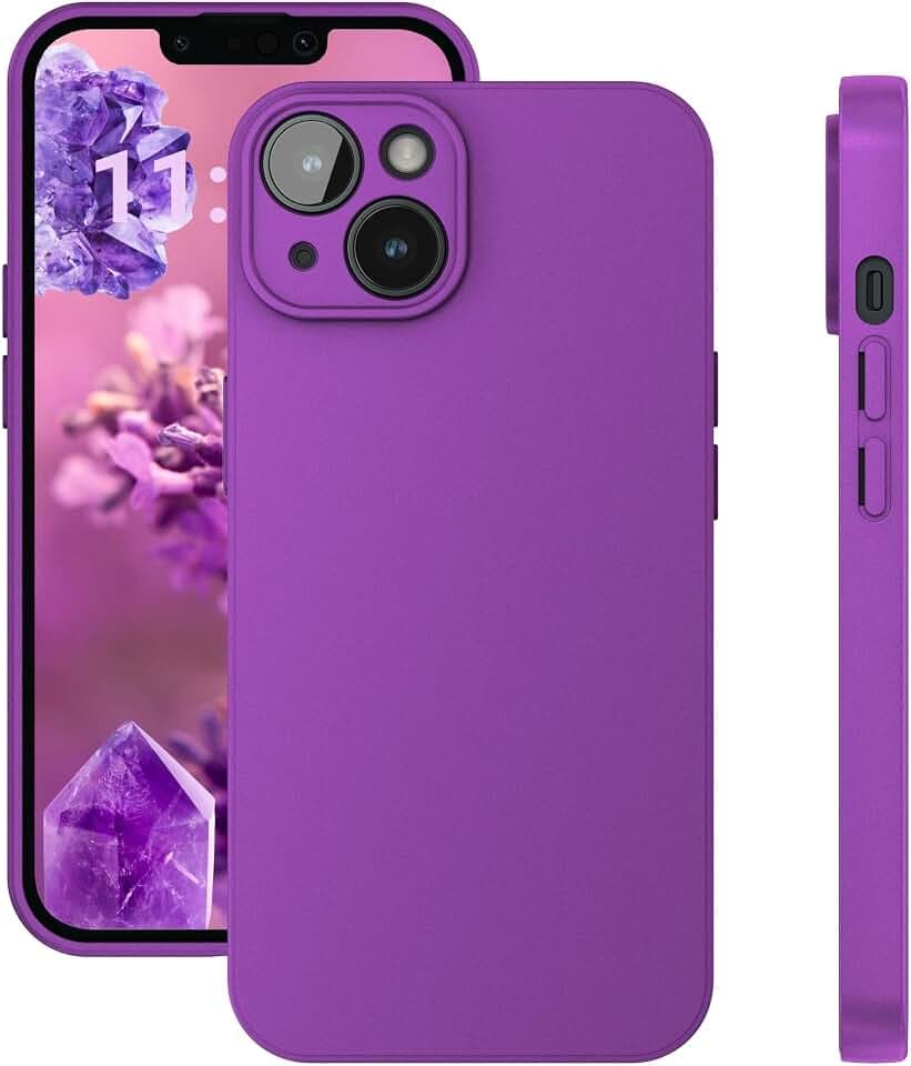 Handyhülle für iPhone 14 violett matt mit Kameraschutz - stoßfeste, Kratzfeste Schutzhülle für Apple iPhone 14 lila Slim case - Anti-Fingerabdruck